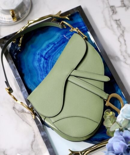 Dior Medium Saddle Bag - Light Green Grained Calfskin - GHW 25.5cm