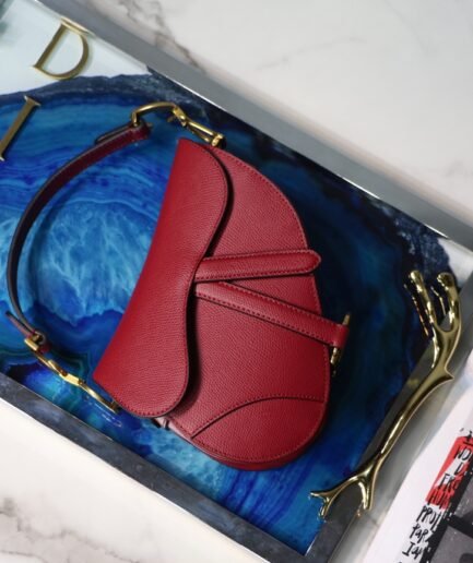 Dior Classic Small Saddle Bag - Red Leather - GHW 20cm