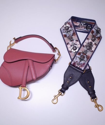 Small Dior Saddle Bag - Burgundy Grained Calfskin - 20cm GHW