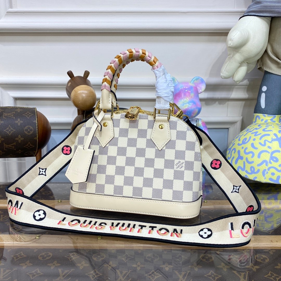 LV Alma Damier Ebene White And Strap 2