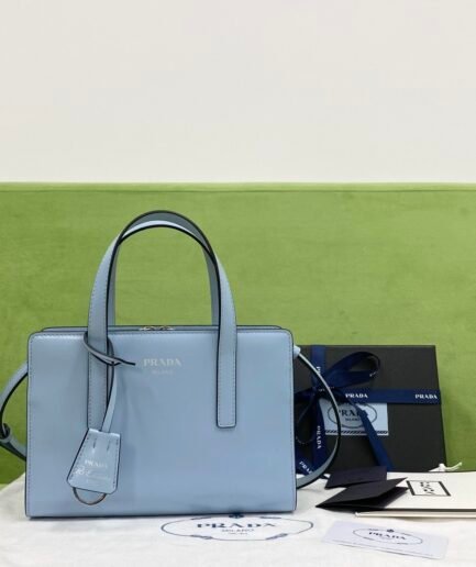 Prada Re-Edition 1995 brushed-leather mini handbag - Light Blue SHW