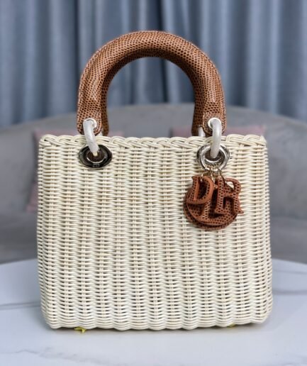 Dior Lady Medium - Woven Brown - 24cm,