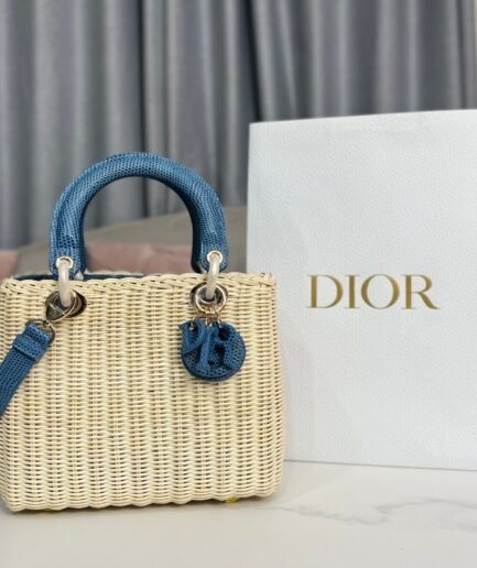 Dior Lady Medium - Woven Blue - 24cm,