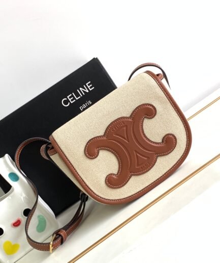 Celine Folco Cuir Triomphe Brown Beige