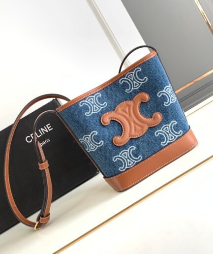 Celine Cuir Triomphe Denim Brown