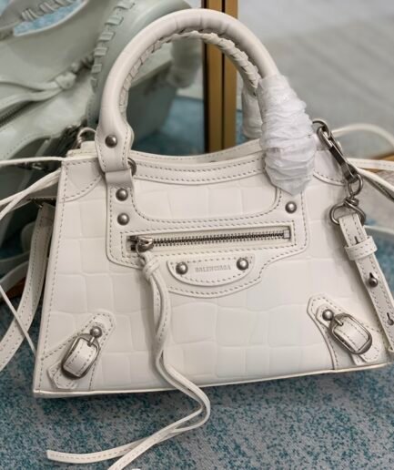 Balenciaga Shopping White Croco