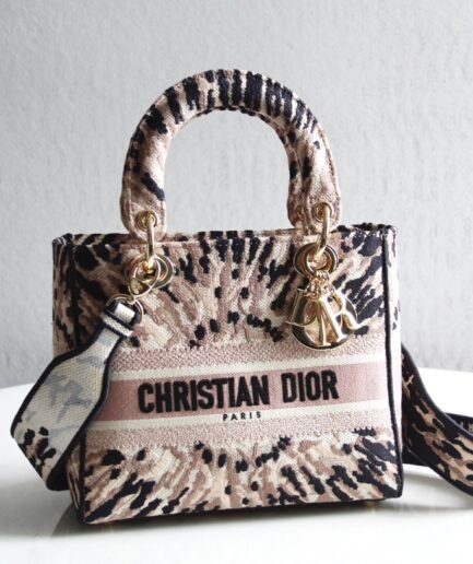 Lady D-Lite Medium -  Embroidered Tie-Dye - GHW  24cm