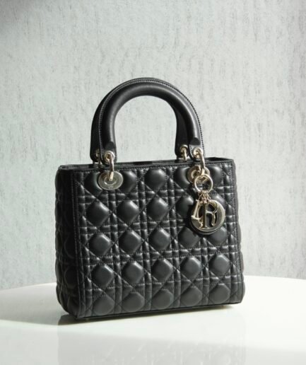 Dior Lady Medium - Black Lambskin - GHW 24cm