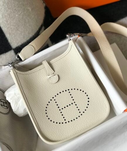 Hermes Mini Evelyne Togo - Blanc - 17cm