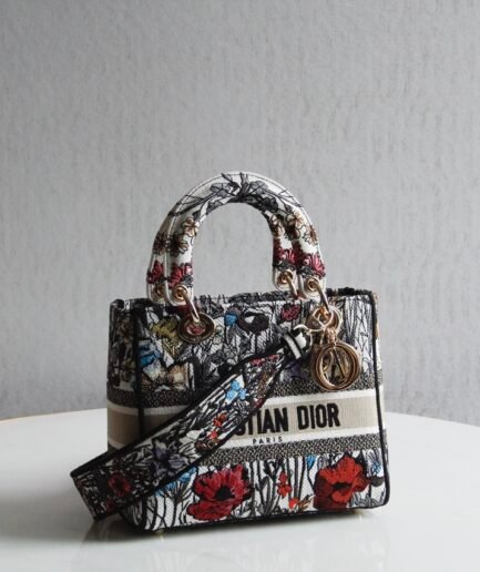 Lady Dior D-Lite Medium - Hibiscus 1 - GHW 24cm