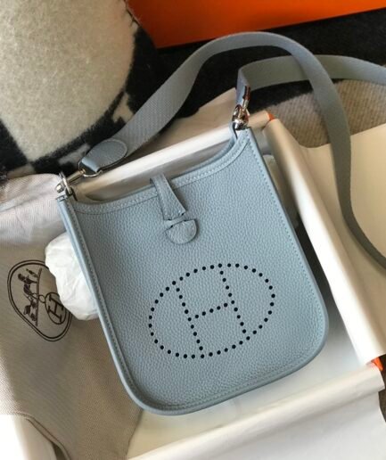 Hermes Mini Evelyne Togo - Light Blue - 17cm