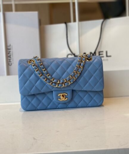 Chanel Medium Flap - Sky Blue GHW - A01112 -25cm