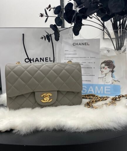 Chanel Mini Flap Caviar - Gray GHW - A01116 - 20cm