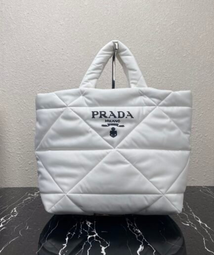 Prada Padded Re-Nylon Tote Bag - White