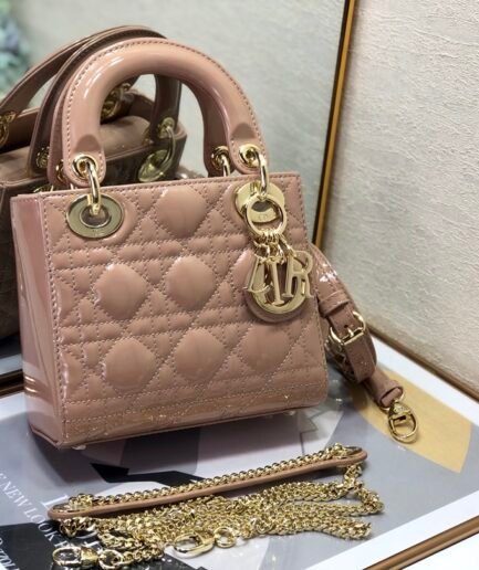 Dior Mini Lady - Patent Leather - Beige - 17cm