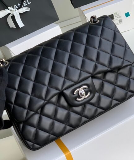 Chanel Classic Jumbo Flap Bag - Black Lambskin SHW - 30cm
