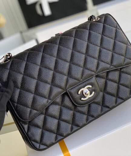 Chanel Classic Jumbo Flap Bag - Black Caviar SHW - 30cm - A01117