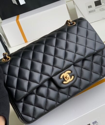 Chanel Classic Medium Flap - Black GHW - A01112 -25cm
