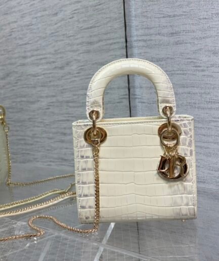 Mini Lady Dior - Himalaya- Alligator - 17cm