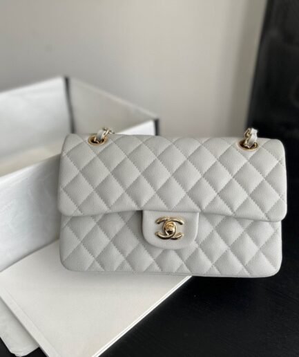 Chanel Small Flap Caviar - Light Gray GHW - A01113 - 23cm
