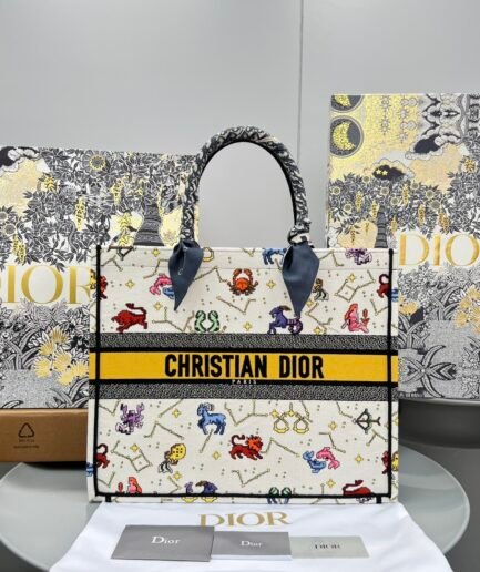 Large Dior Book Tote - Zodiac white - 41.5cm