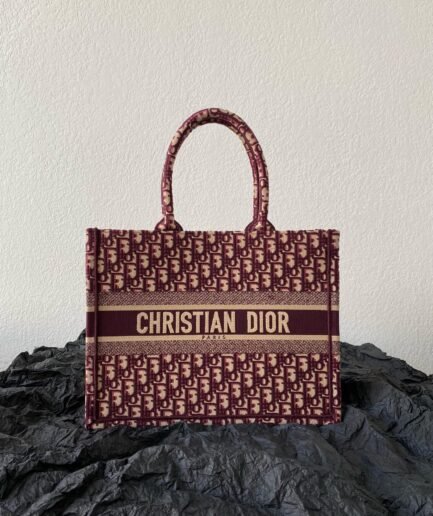 Medium Dior Book Tote - Burgundy Oblique - 36.5cm