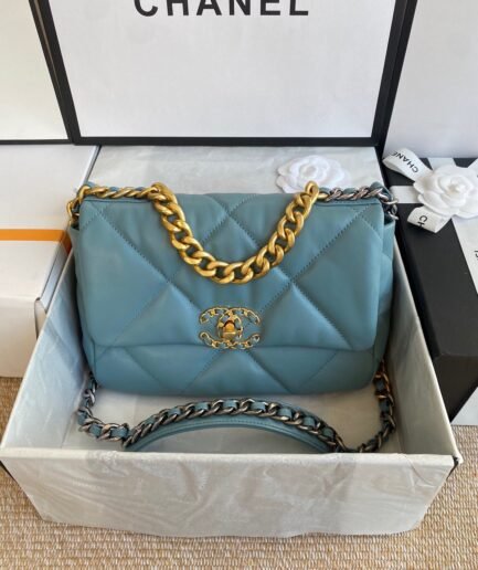 Chanel 19 Flap Bag - Light Blue GHW - 26cm - 082901