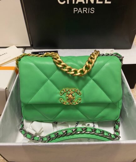 Chanel 19 Flap Bag - Light Green GHW - 26cm - 082901