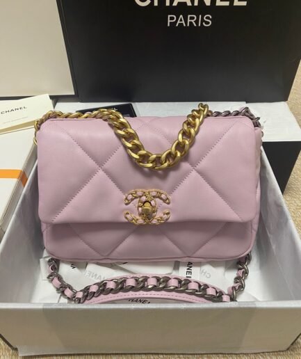 Chanel 19 Flap Bag - Light Pink GHW - 26cm - 082901