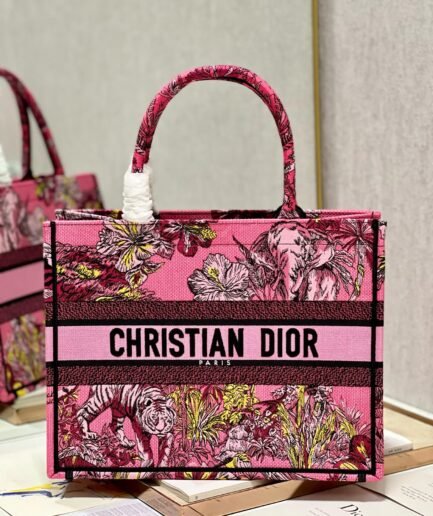 Medium Dior Book Tote - canvas Pink Fuchsia - 36.5cm